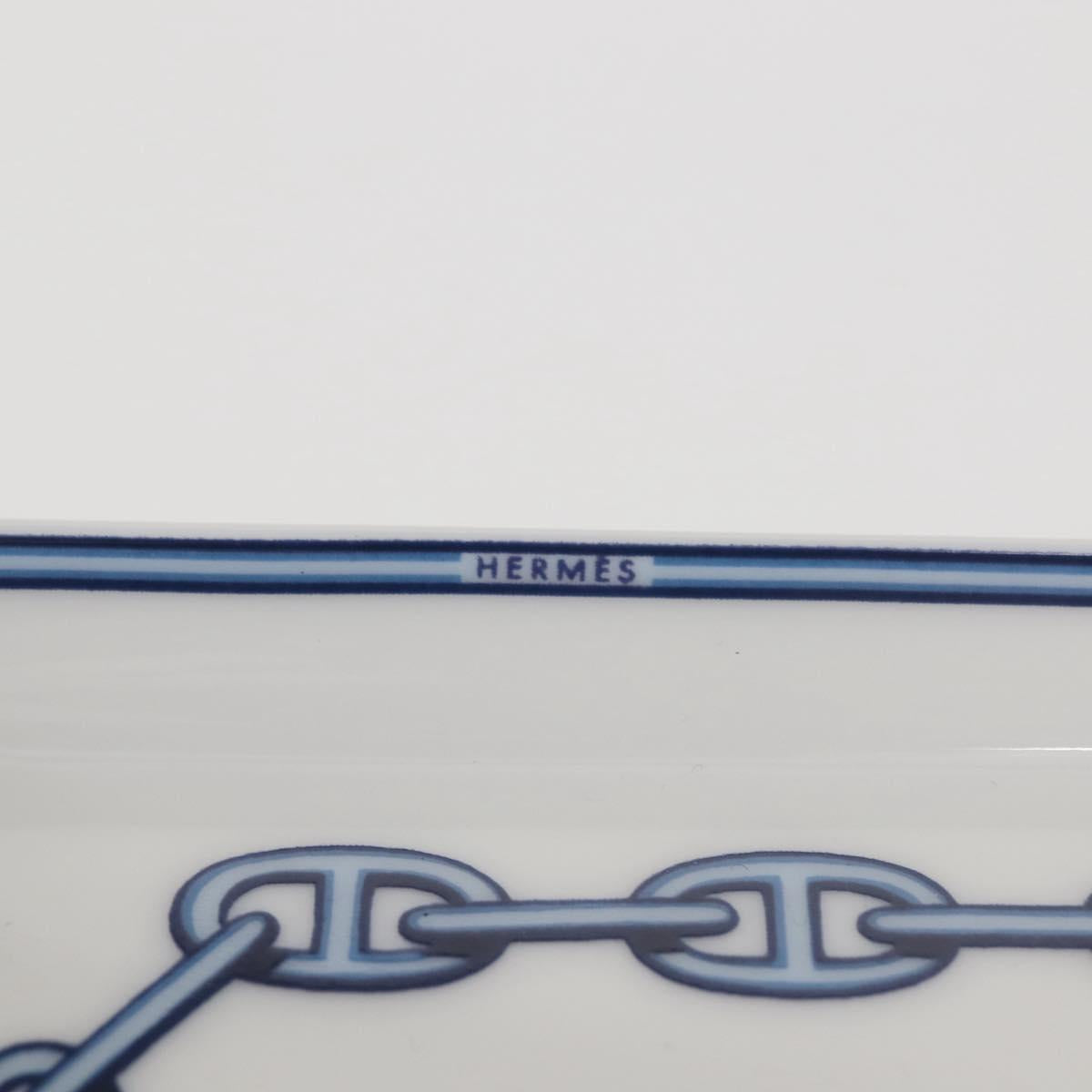 HERMES Chaine d'Ancre Square Plate Pottery White Auth am9089