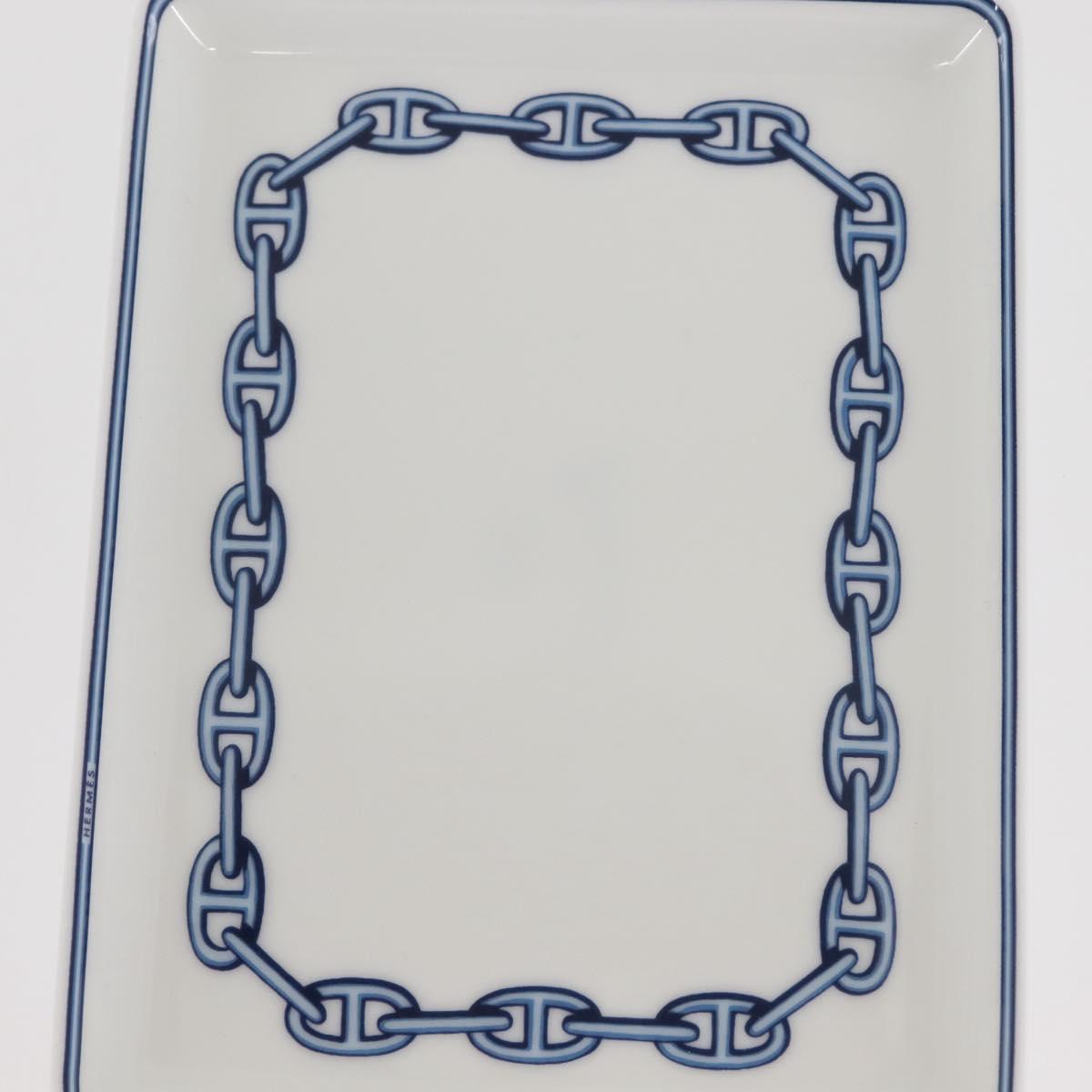 HERMES Chaine d'Ancre Square Plate Pottery White Auth am9089