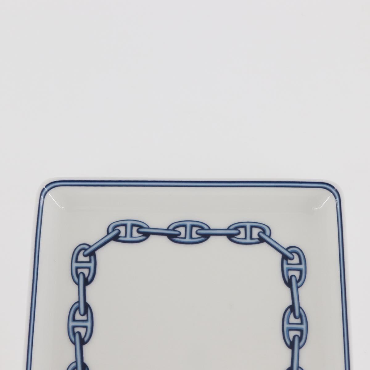 HERMES Chaine d'Ancre Square Plate Pottery White Auth am9089