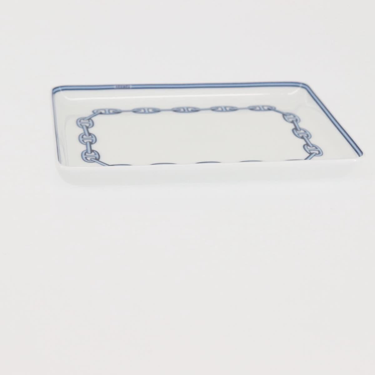 HERMES Chaine d'Ancre Square Plate Pottery White Auth am9089
