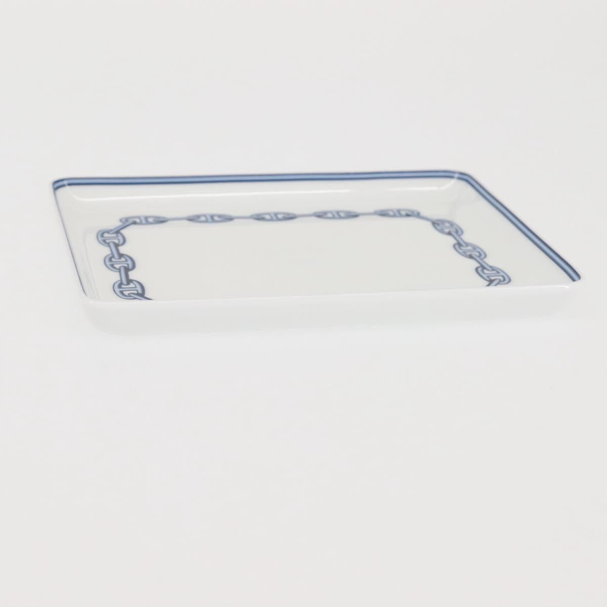 HERMES Chaine d'Ancre Square Plate Pottery White Auth am9089