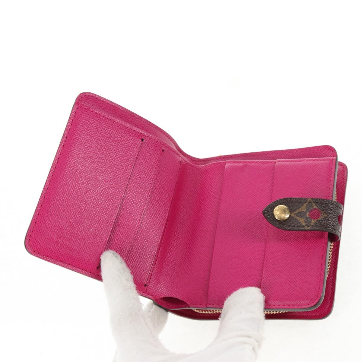 LOUIS VUITTON Monogram Perfo Compact Zip Wallet Fuchsia M95188 LV Auth am9095V