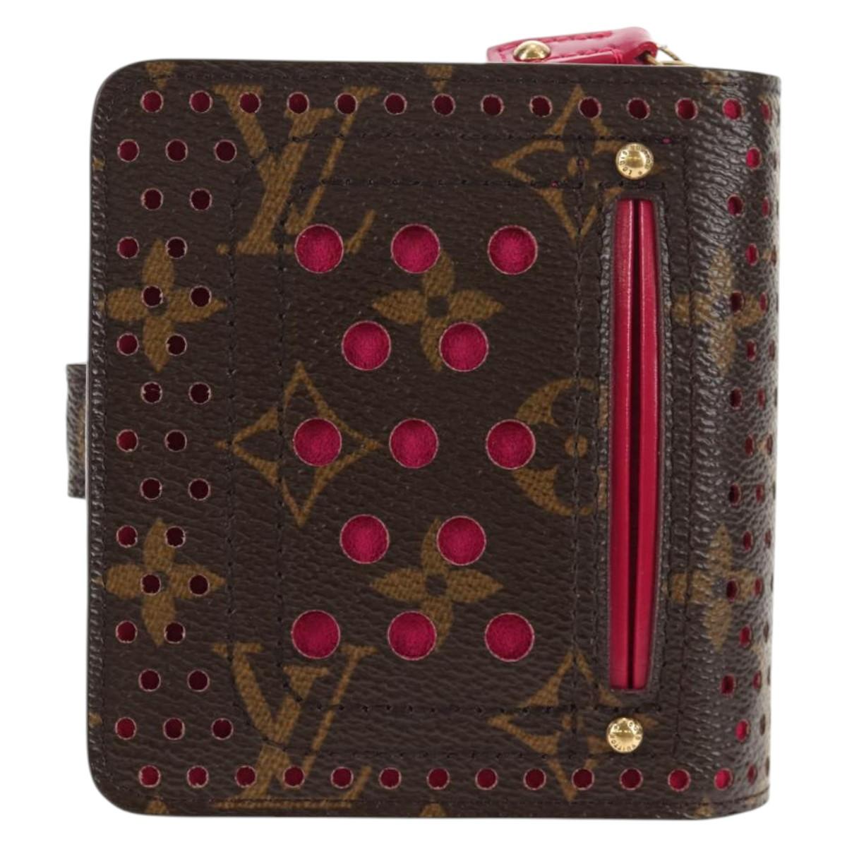 LOUIS VUITTON Monogram Perfo Compact Zip Wallet Fuchsia M95188 LV Auth am9095V