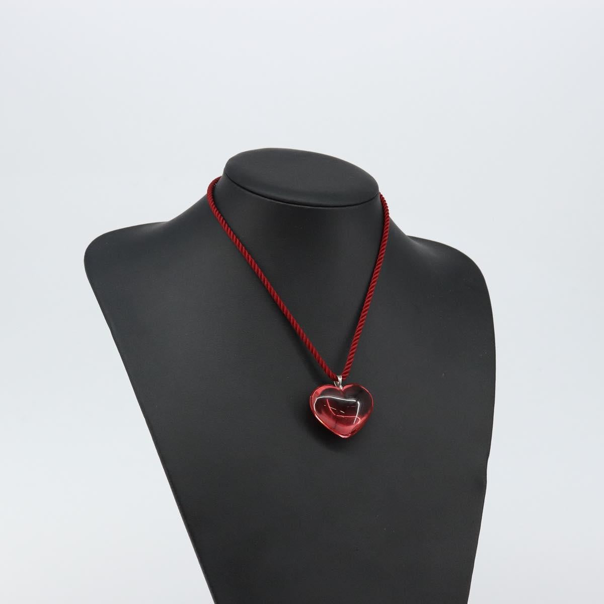 Baccarat Heart Necklace Crystal glass Red Auth am9096
