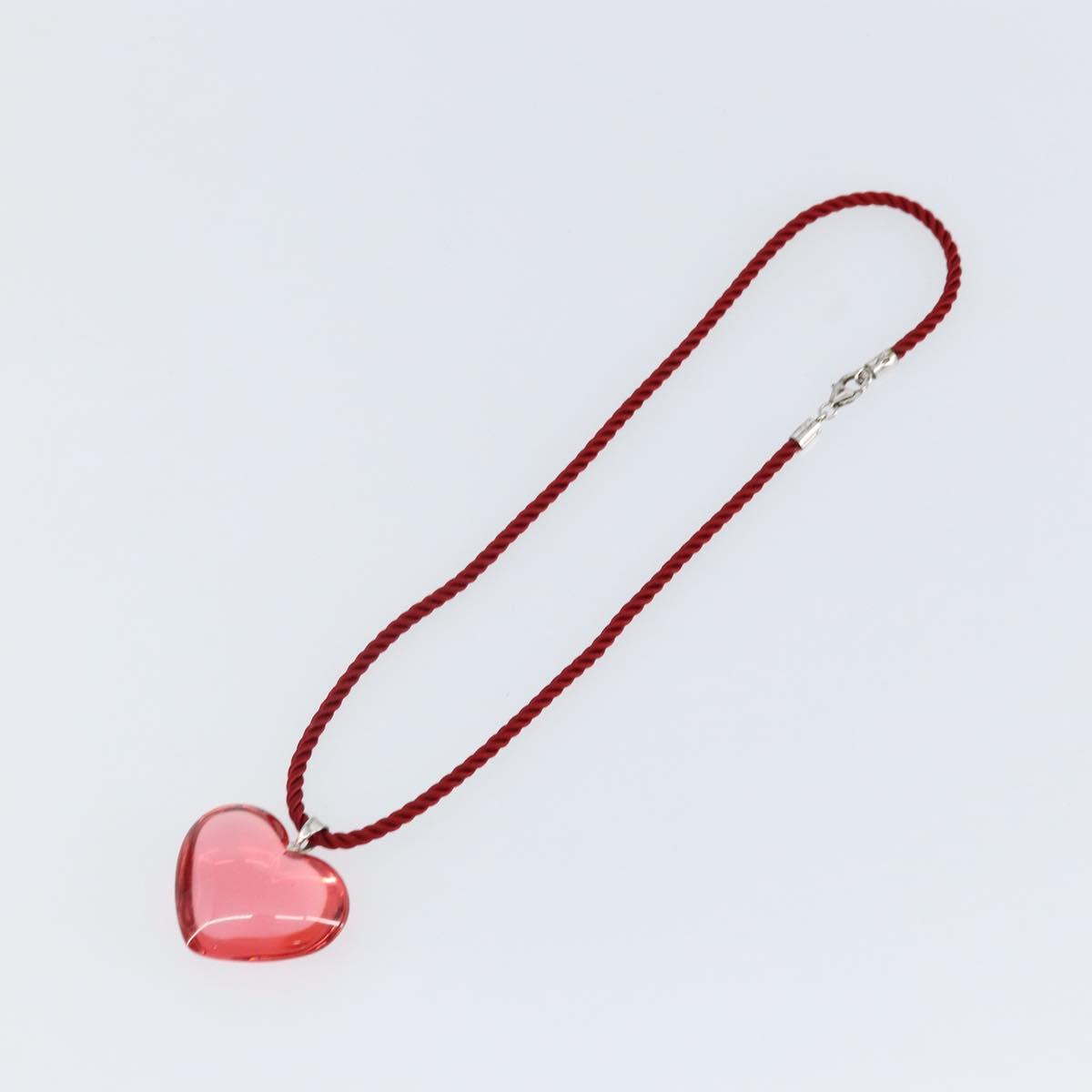 Baccarat Heart Necklace Crystal glass Red Auth am9096
