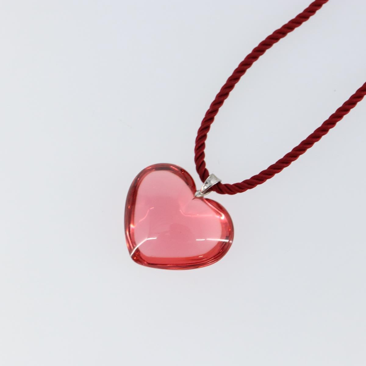 Baccarat Heart Necklace Crystal glass Red Auth am9096