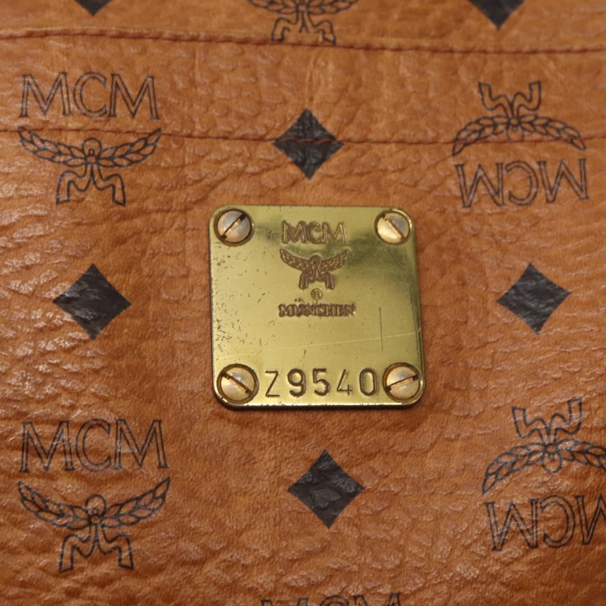 MCM Logogram Vicetos Shoulder Bag PVC Leather Brown Gold Auth am9099
