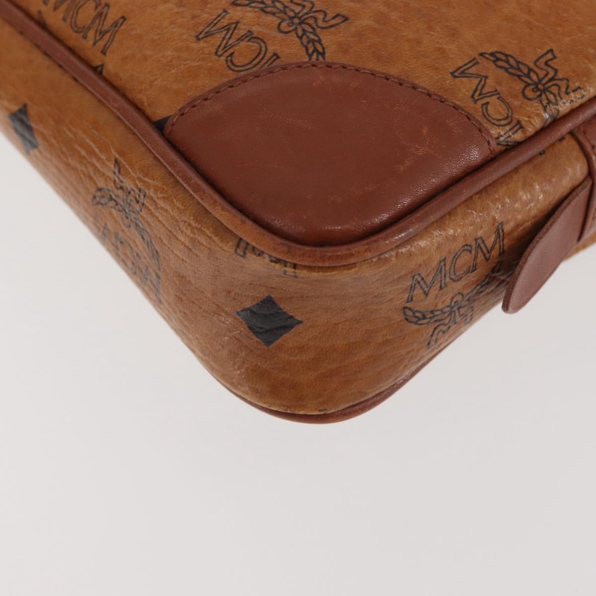 MCM Logogram Vicetos Clutch Bag PVC Leather Brown Gold Auth am9101