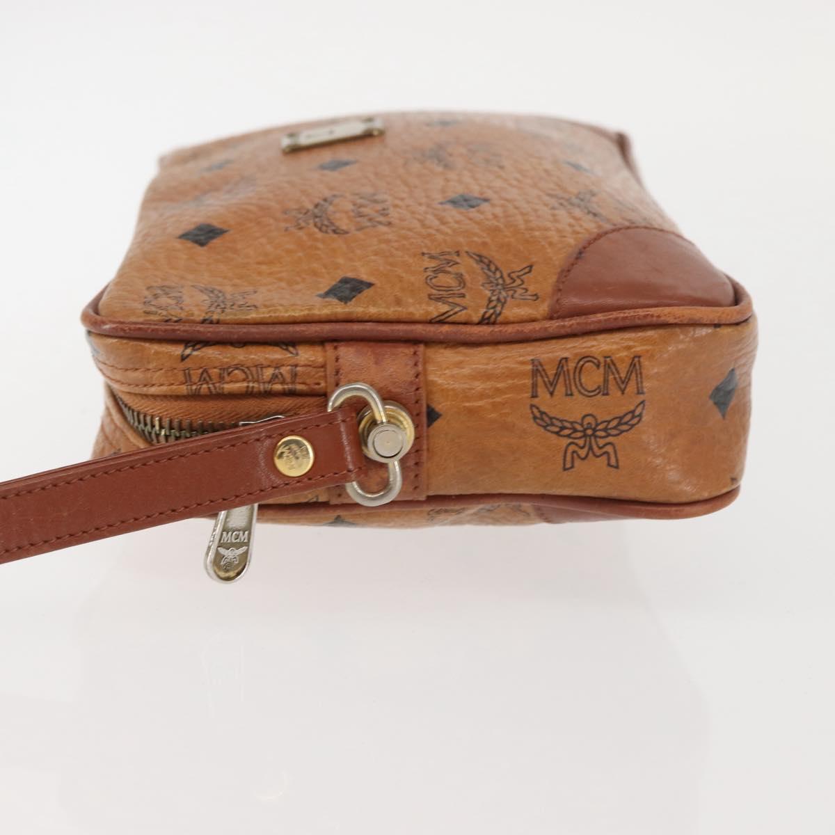 MCM Logogram Vicetos Clutch Bag PVC Leather Brown Gold Auth am9101