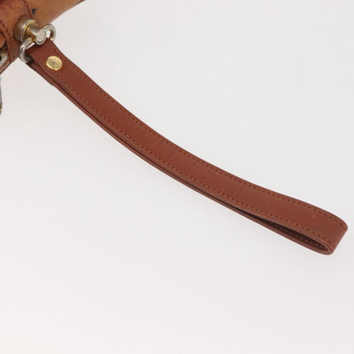 MCM Logogram Vicetos Clutch Bag PVC Leather Brown Gold Auth am9101