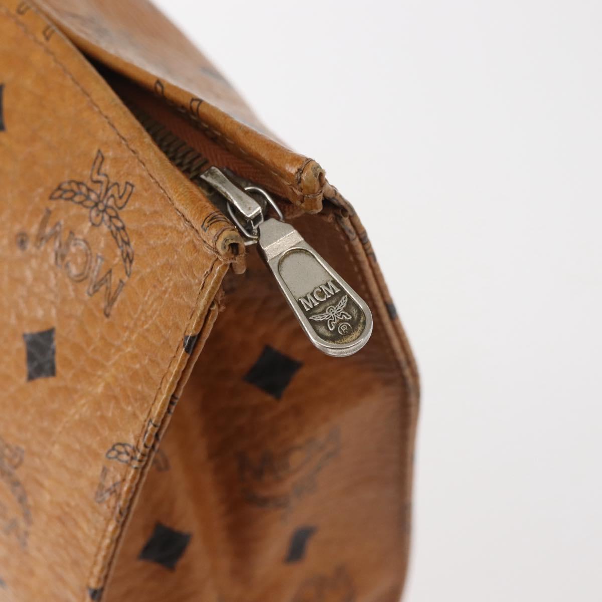 MCM Logogram Vicetos Clutch Bag PVC Leather Brown Gold Auth am9102