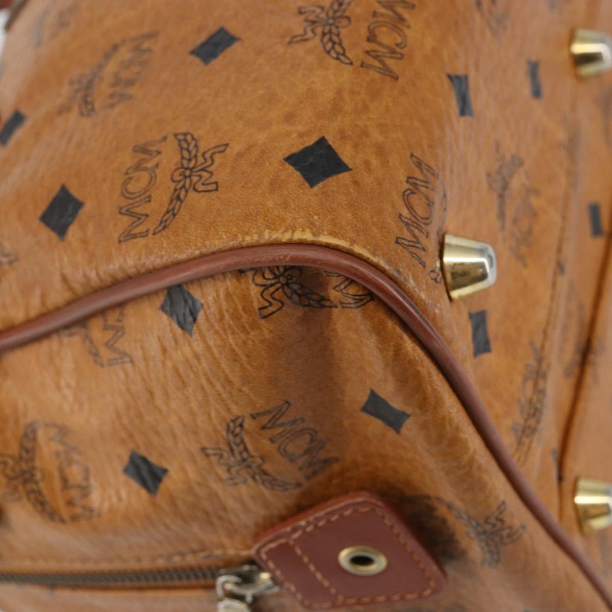 MCM Logogram Vicetos Hand Bag PVC Leather Brown Gold Auth am9103