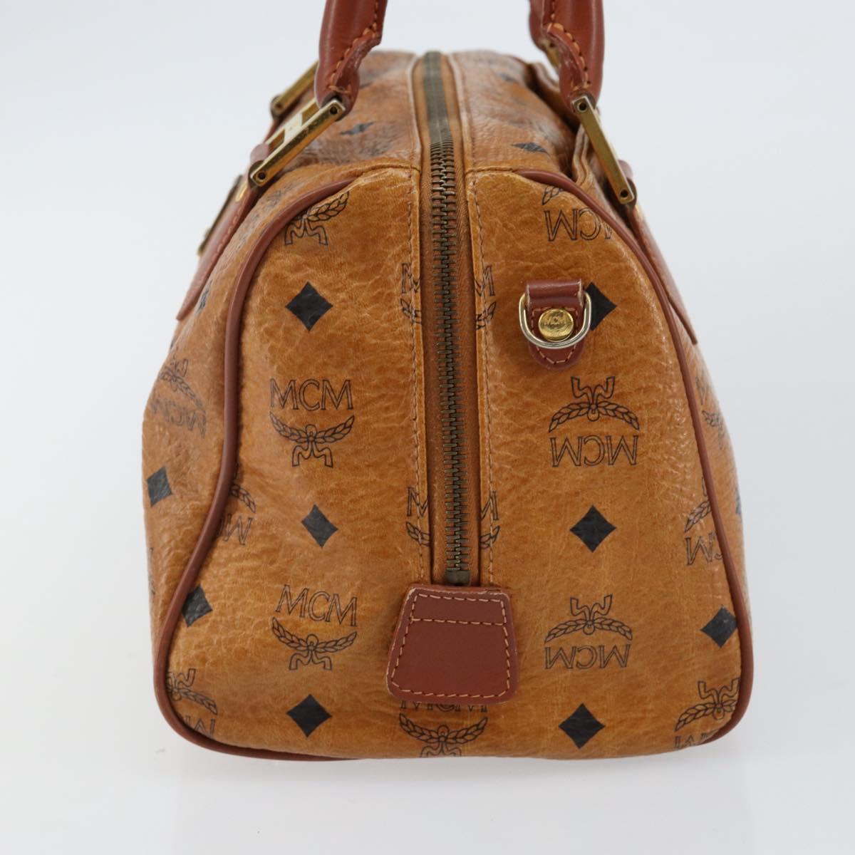 MCM Logogram Vicetos Hand Bag PVC Leather Brown Gold Auth am9103