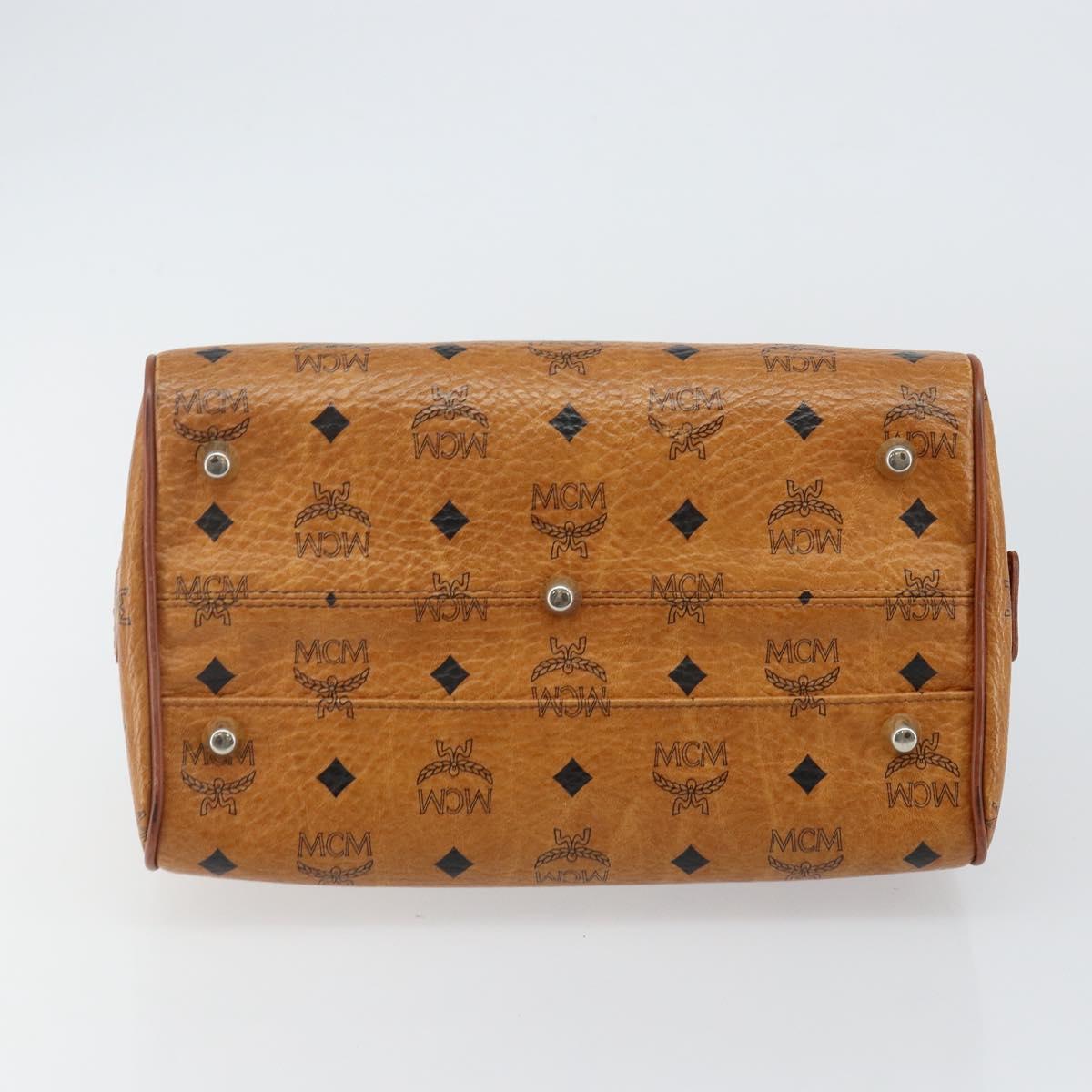 MCM Logogram Vicetos Hand Bag PVC Leather Brown Gold Auth am9103