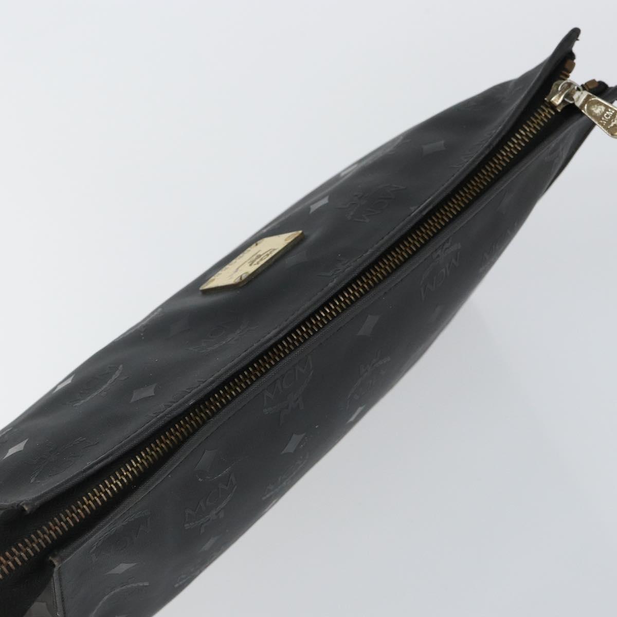 MCM Logogram Vicetos Clutch Bag PVC Black Auth am9105