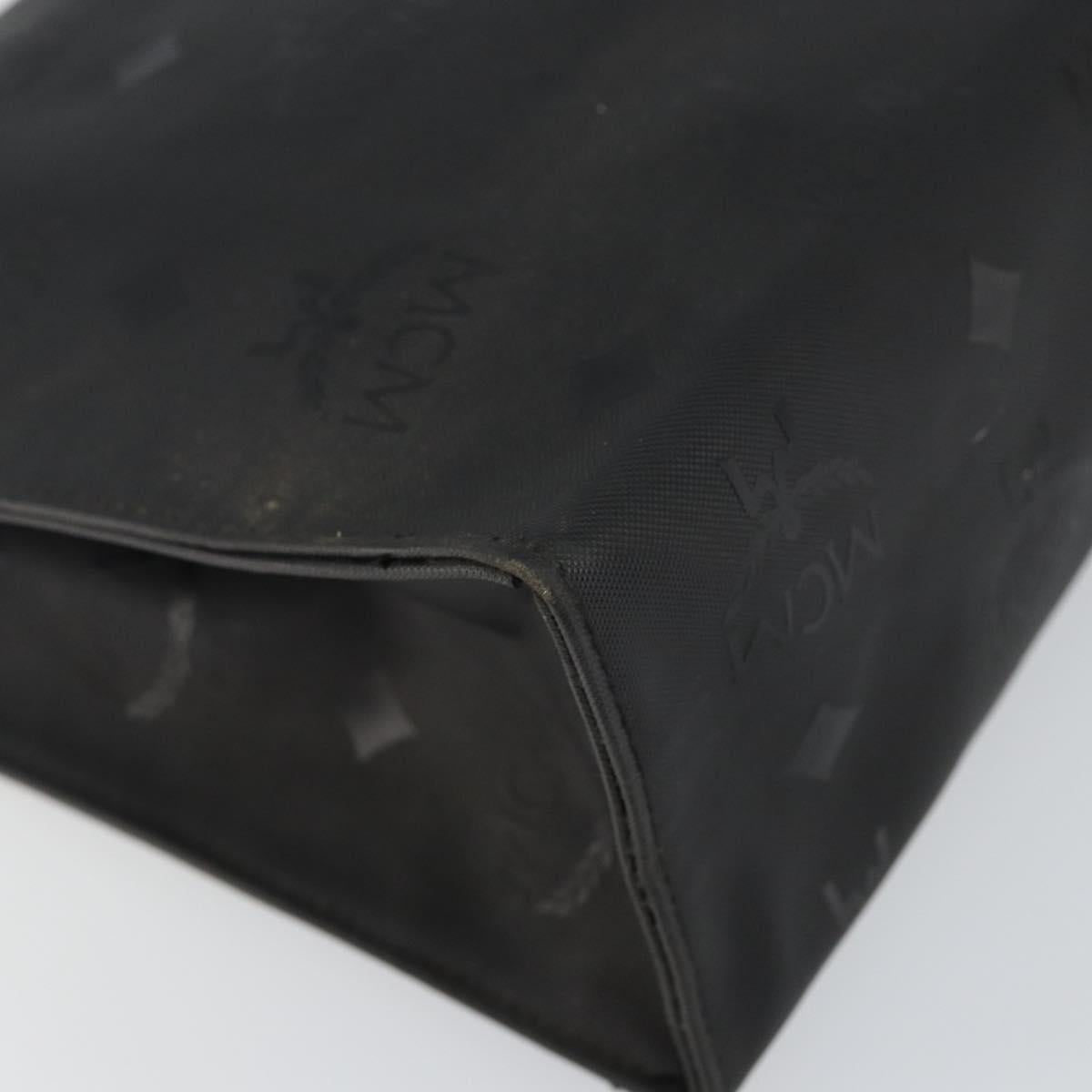 MCM Logogram Vicetos Clutch Bag PVC Black Auth am9105