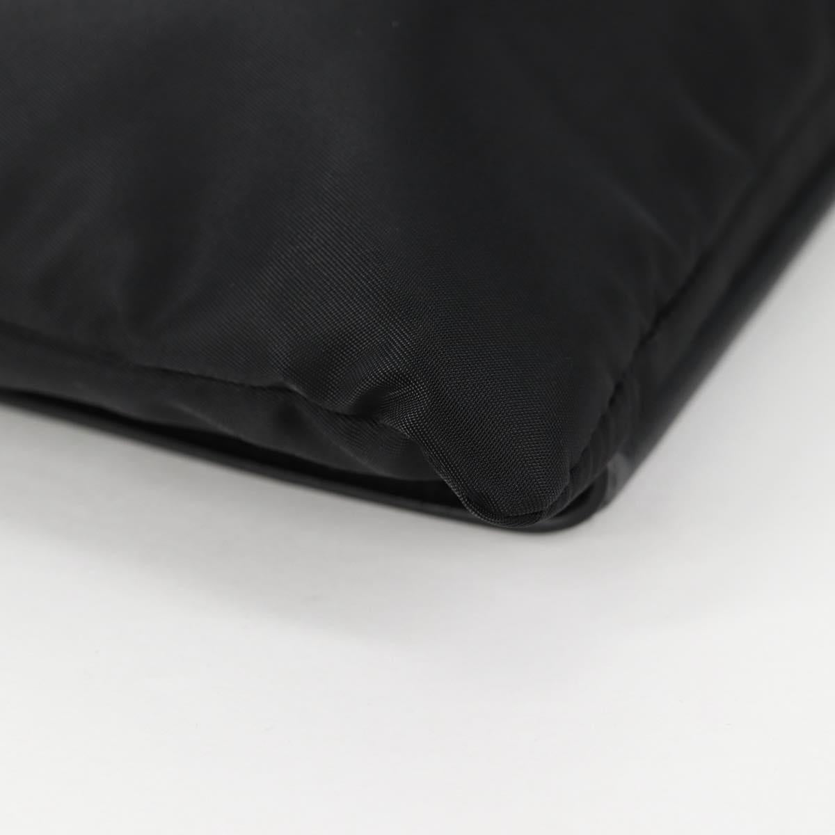 PRADA Clutch Bag Saffiano Nylon Black Silver Auth am9108V