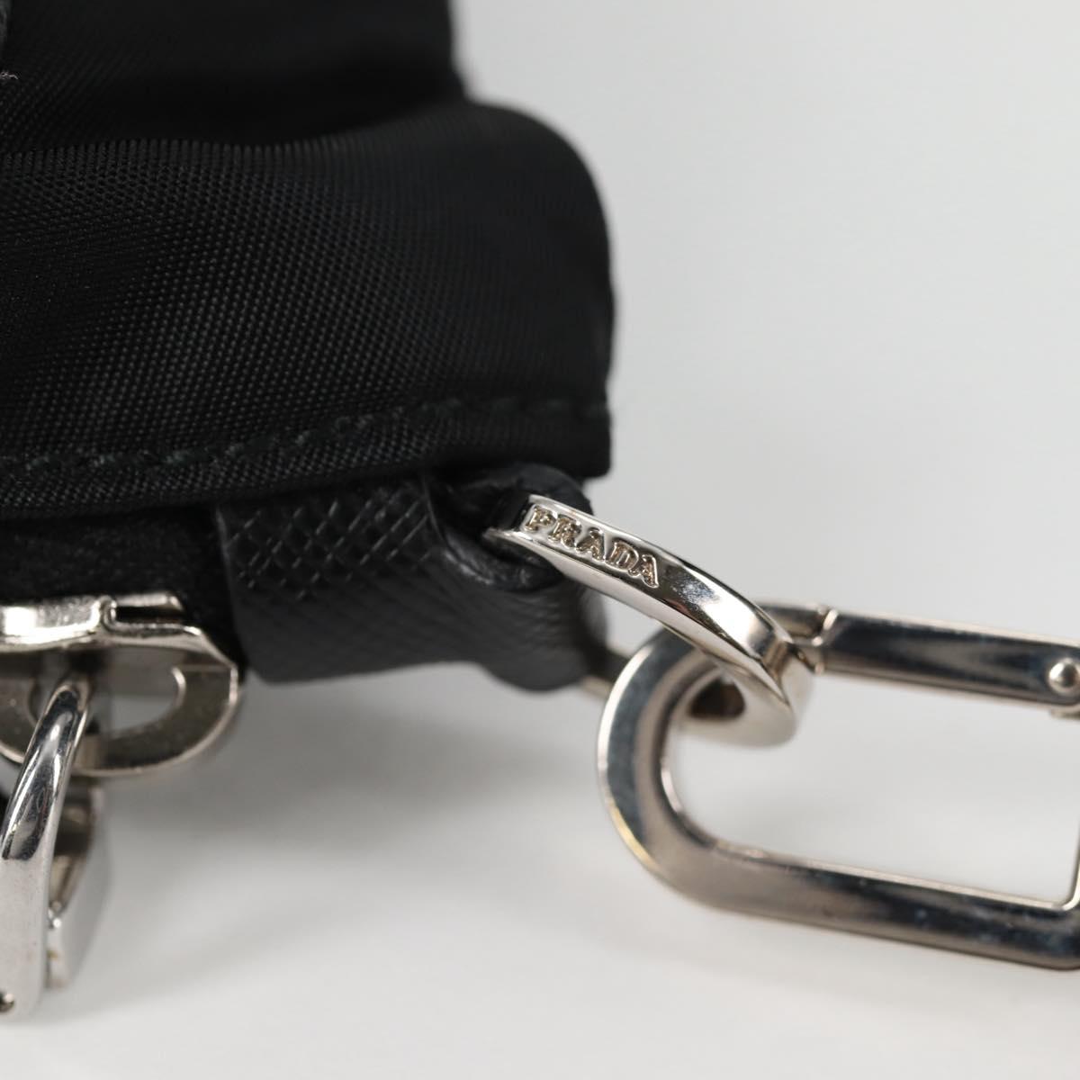 PRADA Clutch Bag Saffiano Nylon Black Silver Auth am9108V