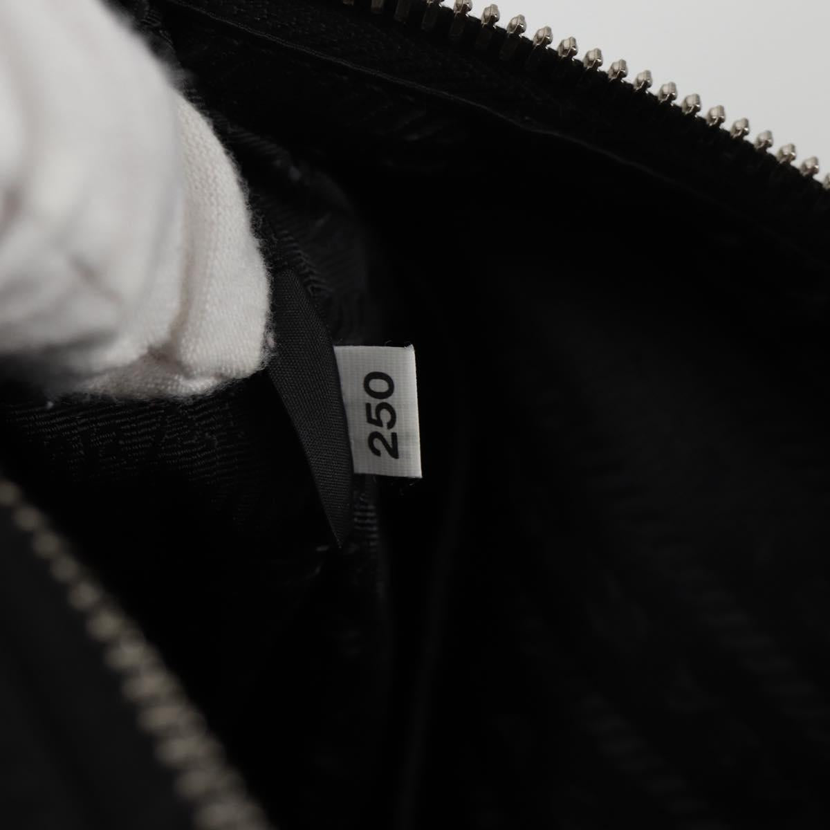 PRADA Clutch Bag Saffiano Nylon Black Silver Auth am9108V