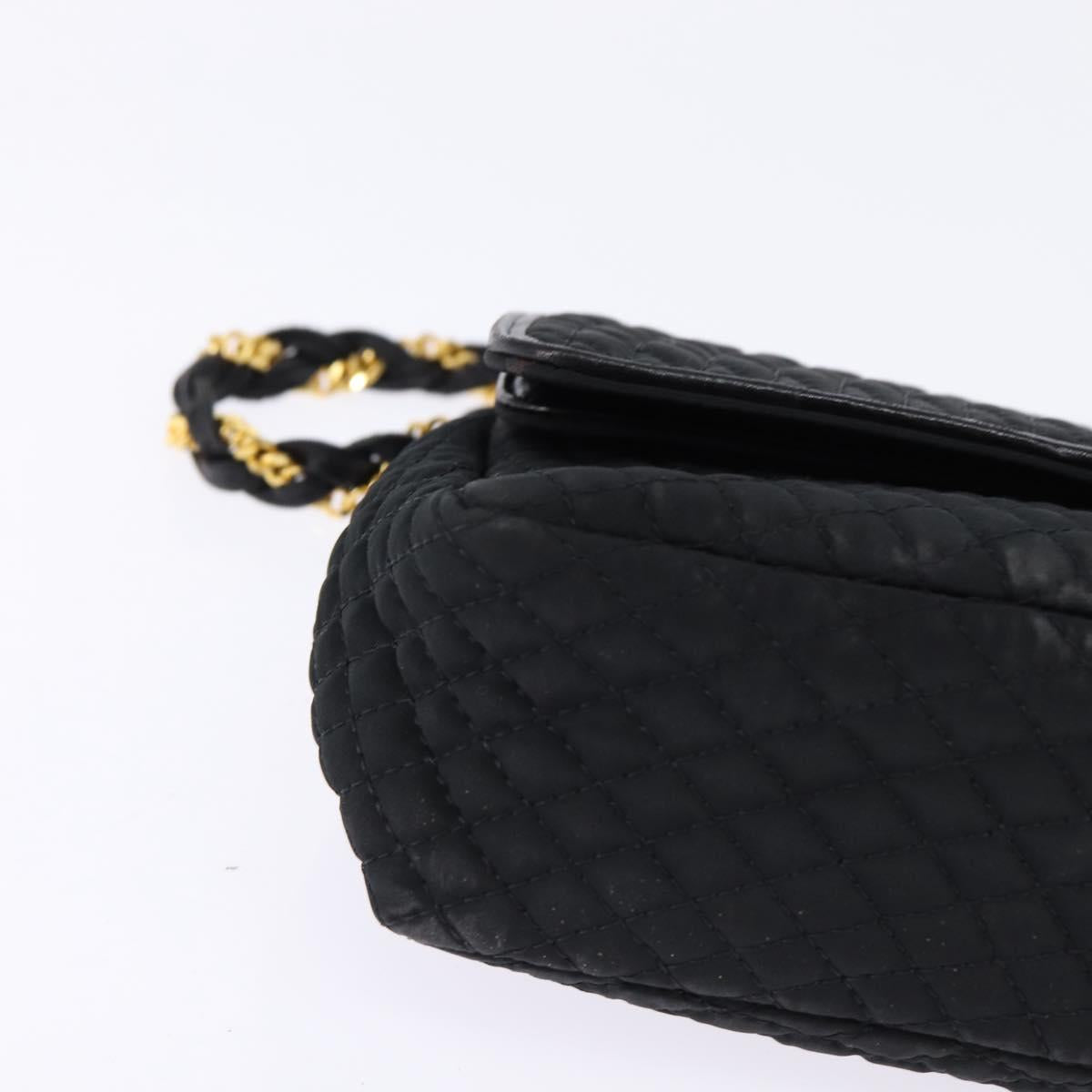 BALLY Chain Shoulder Bag Nylon Black Gold Auth am9111