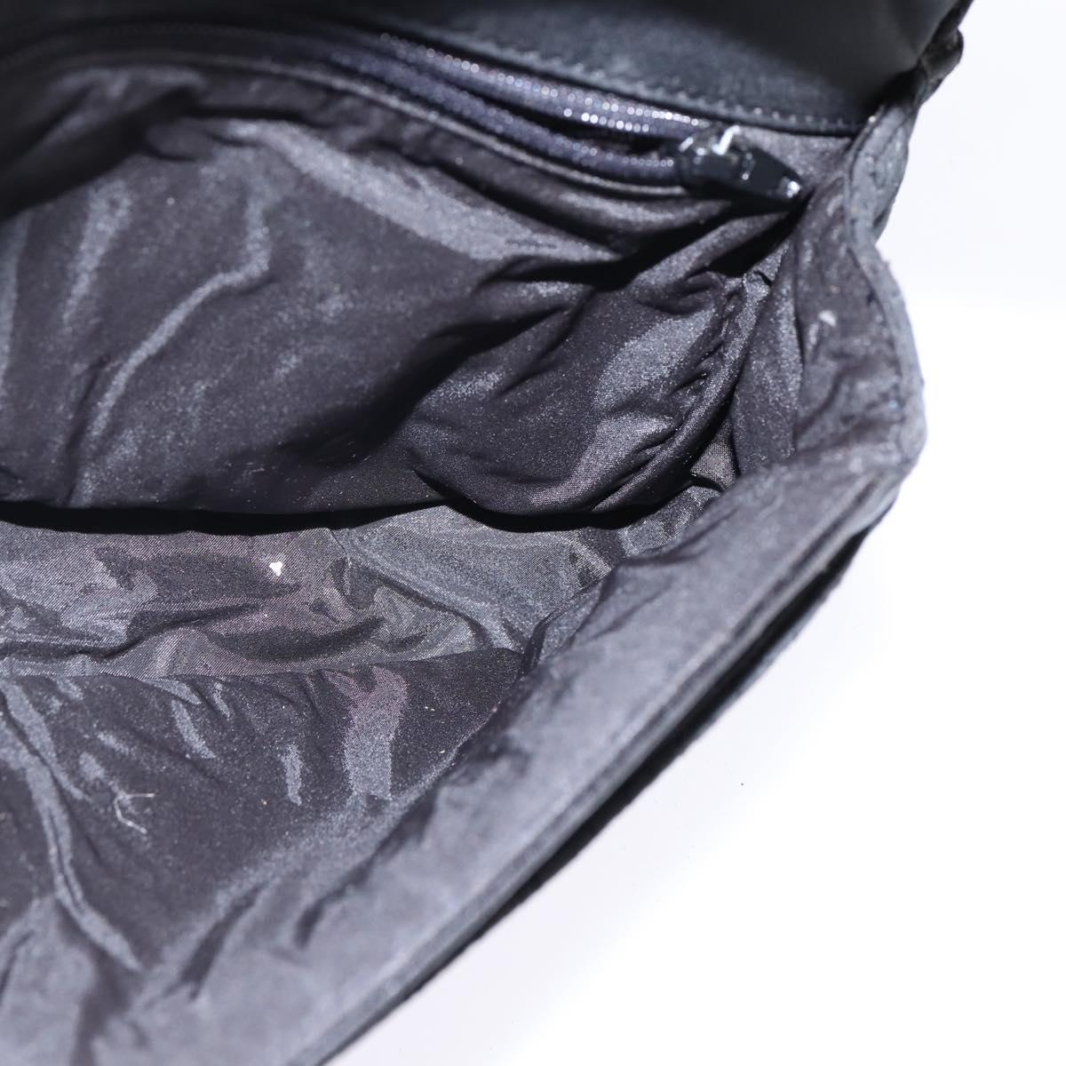 BALLY Chain Shoulder Bag Nylon Black Gold Auth am9111