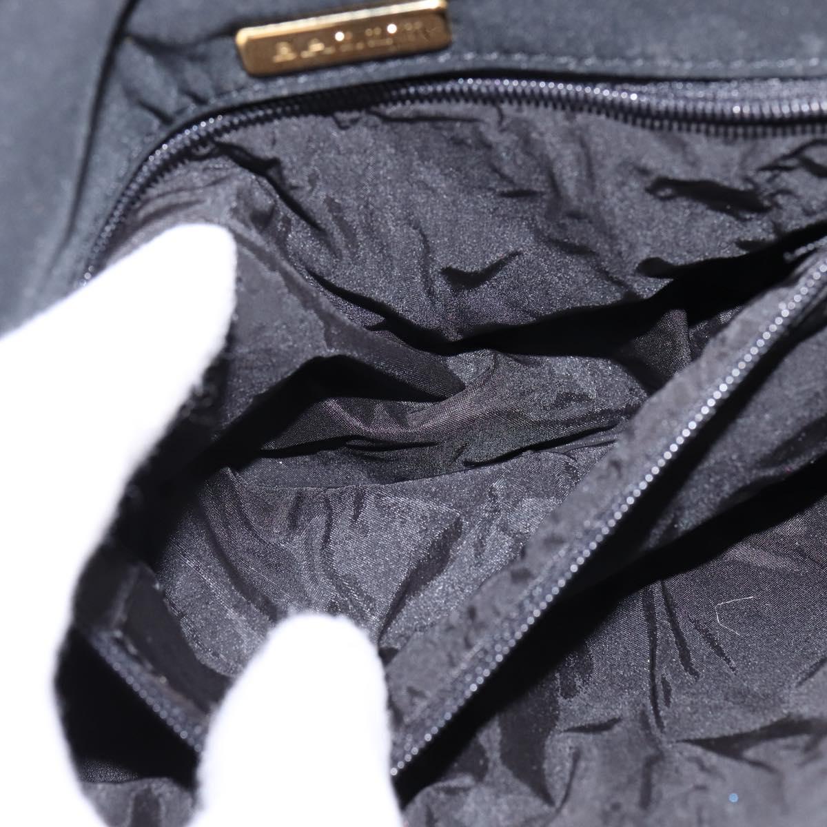 BALLY Chain Shoulder Bag Nylon Black Gold Auth am9111