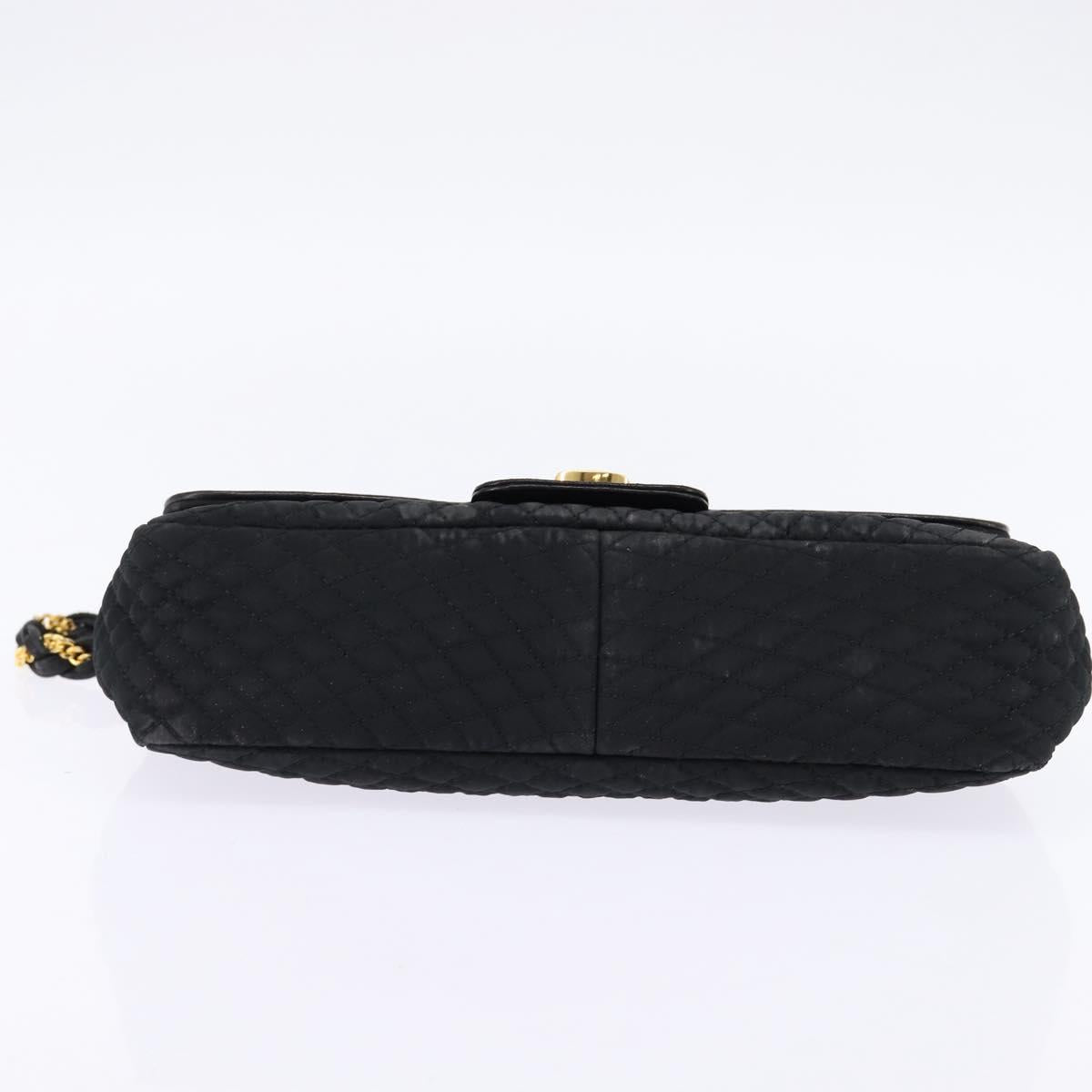 BALLY Chain Shoulder Bag Nylon Black Gold Auth am9111