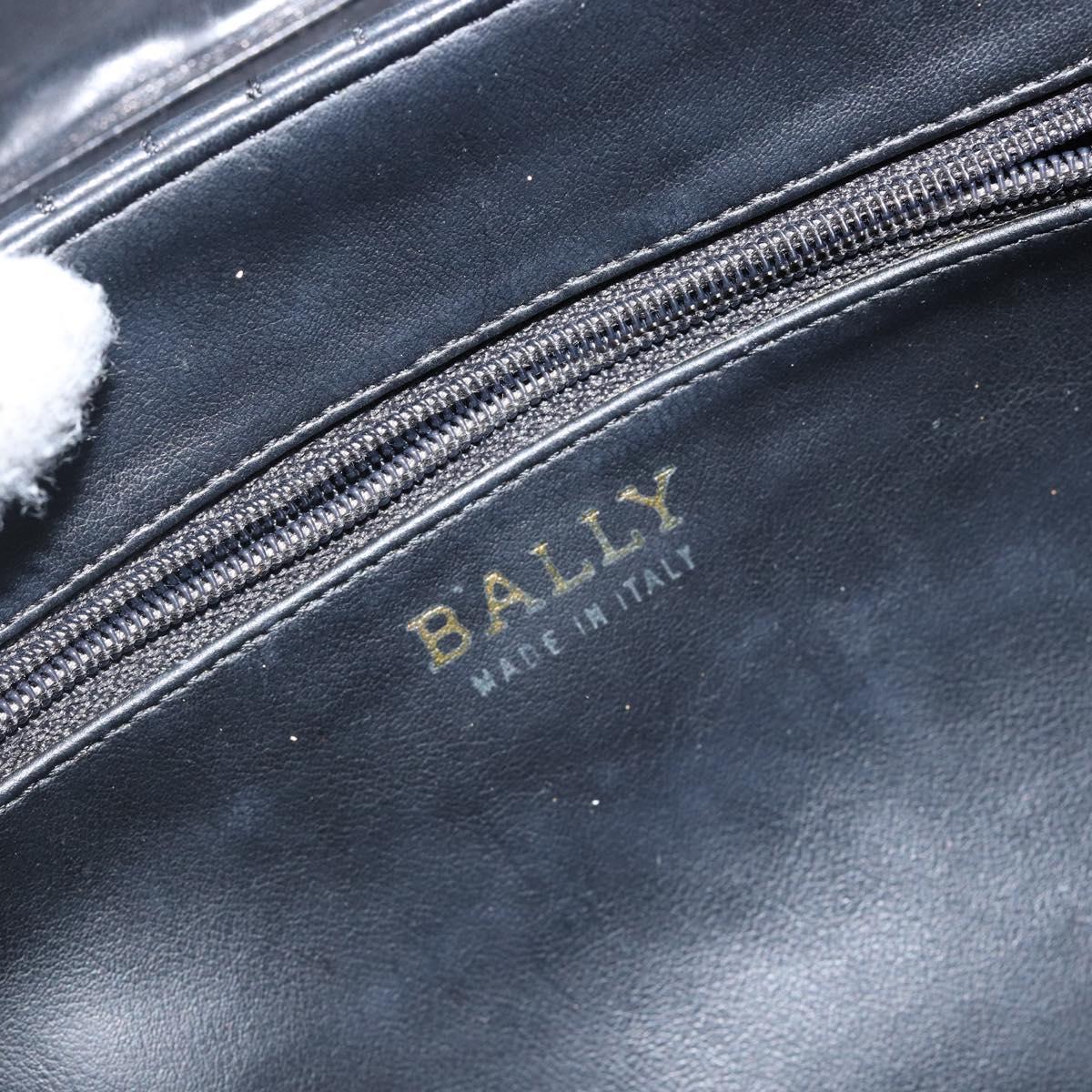 BALLY Chain Shoulder Bag Leather Black Gold Auth am9112