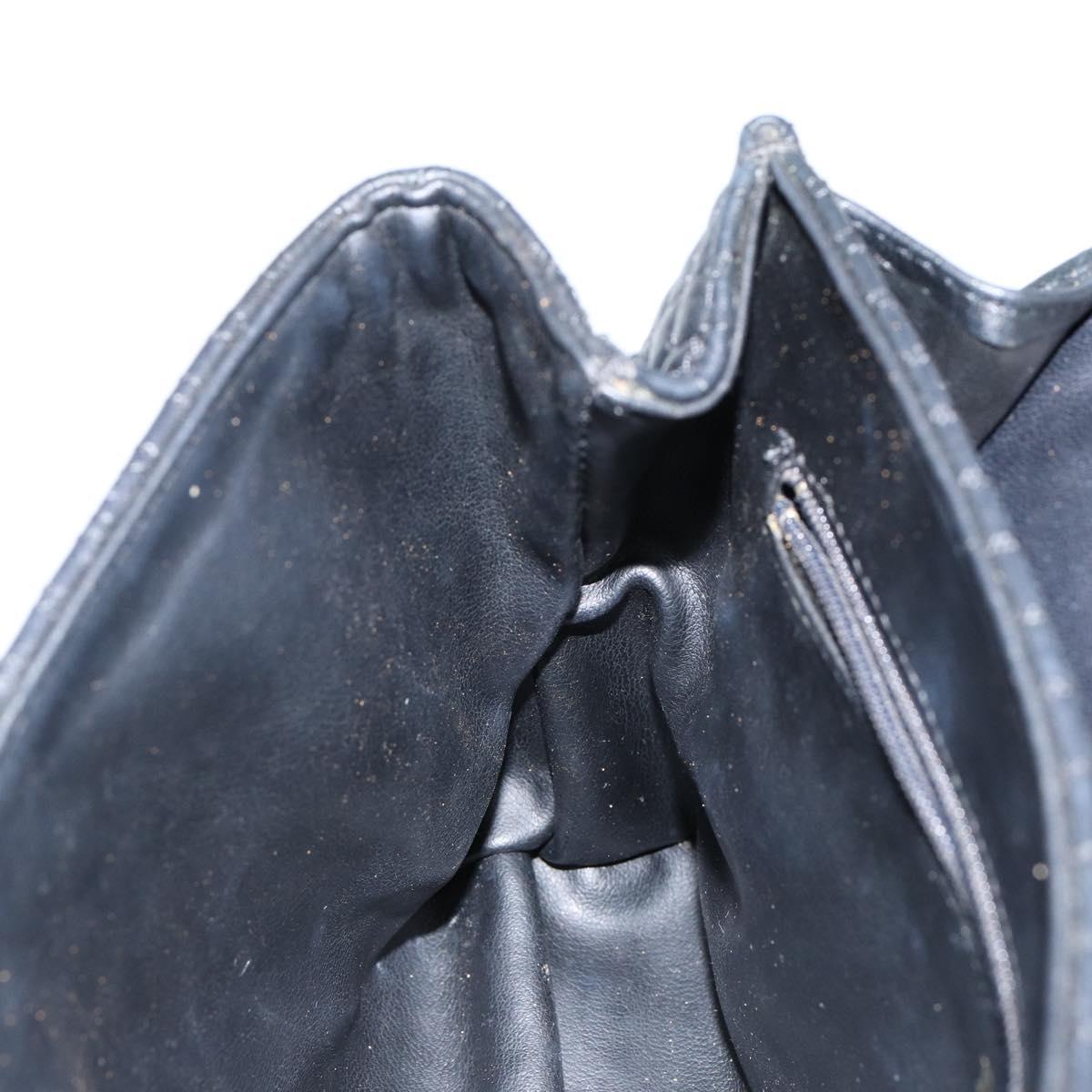 BALLY Chain Shoulder Bag Leather Black Gold Auth am9112