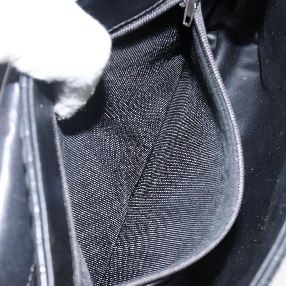 BALLY Chain Shoulder Bag Leather Black Gold Auth am9112