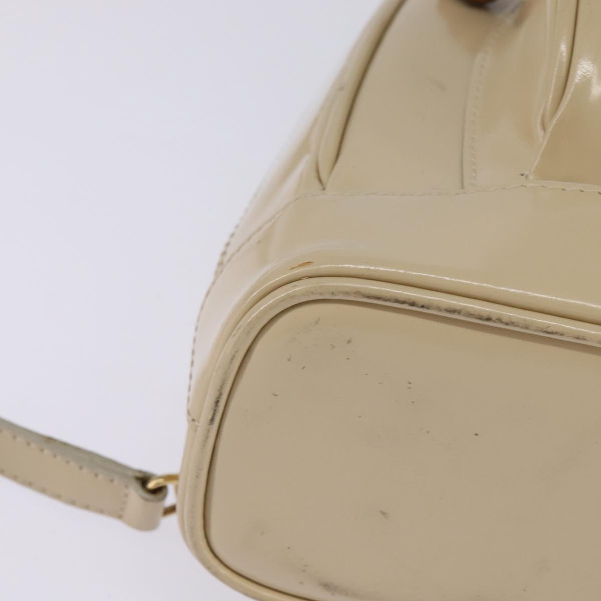 GUCCI Bamboo Body Bag Patent leather Beige Gold 007 2113 0127 Auth am9114