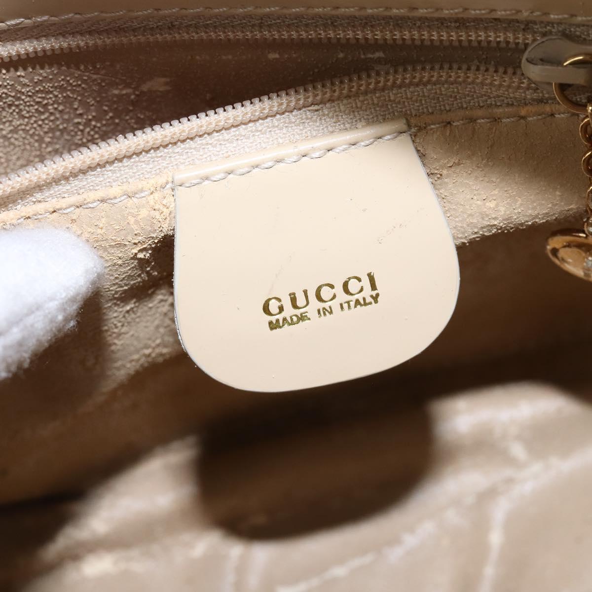 GUCCI Bamboo Body Bag Patent leather Beige Gold 007 2113 0127 Auth am9114
