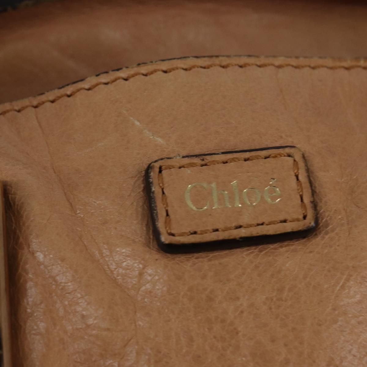 Chloe Etel Hand Bag Leather 2way Beige Gold Auth am9116