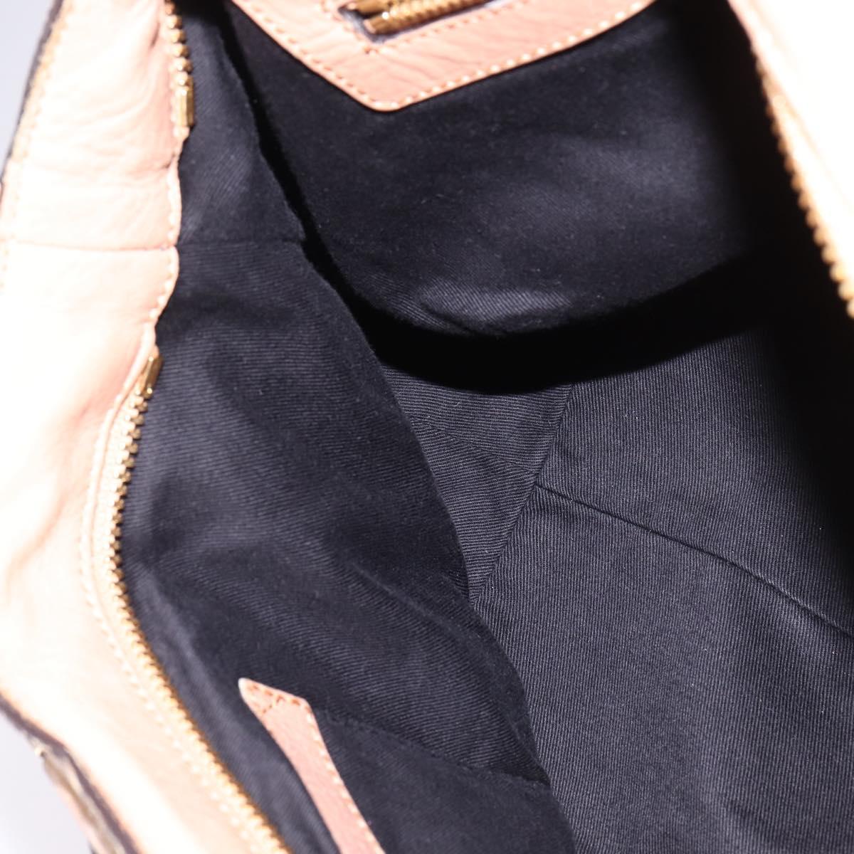 Chloe Etel Hand Bag Leather 2way Beige Gold Auth am9116