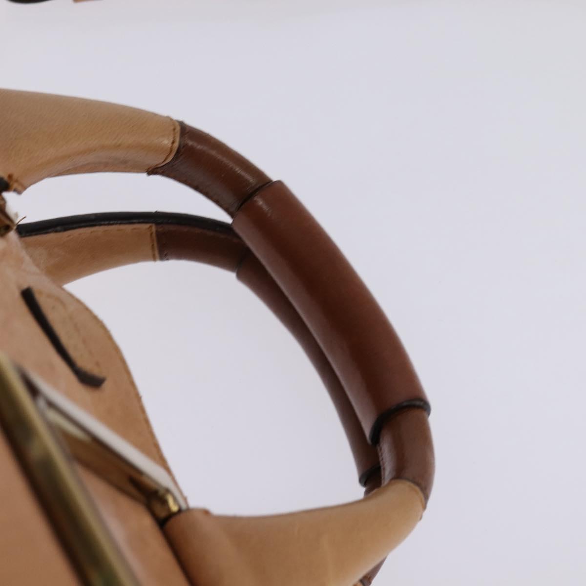 Chloe Etel Hand Bag Leather 2way Beige Gold Auth am9116