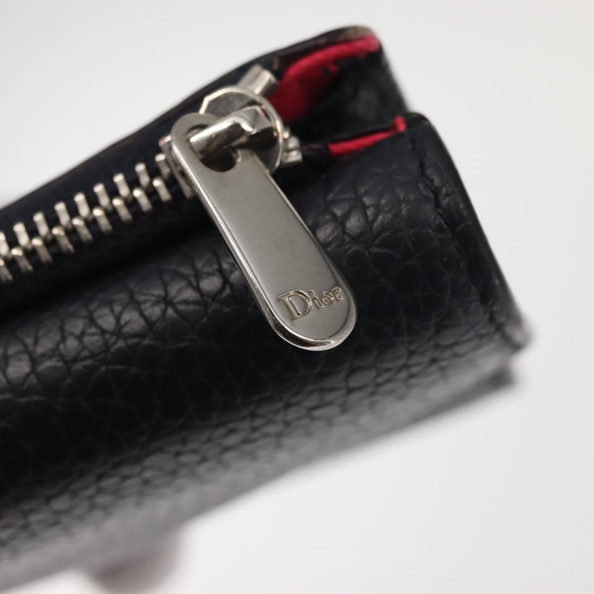 Christian Dior Bifold Wallet Leather Navy Auth am9127