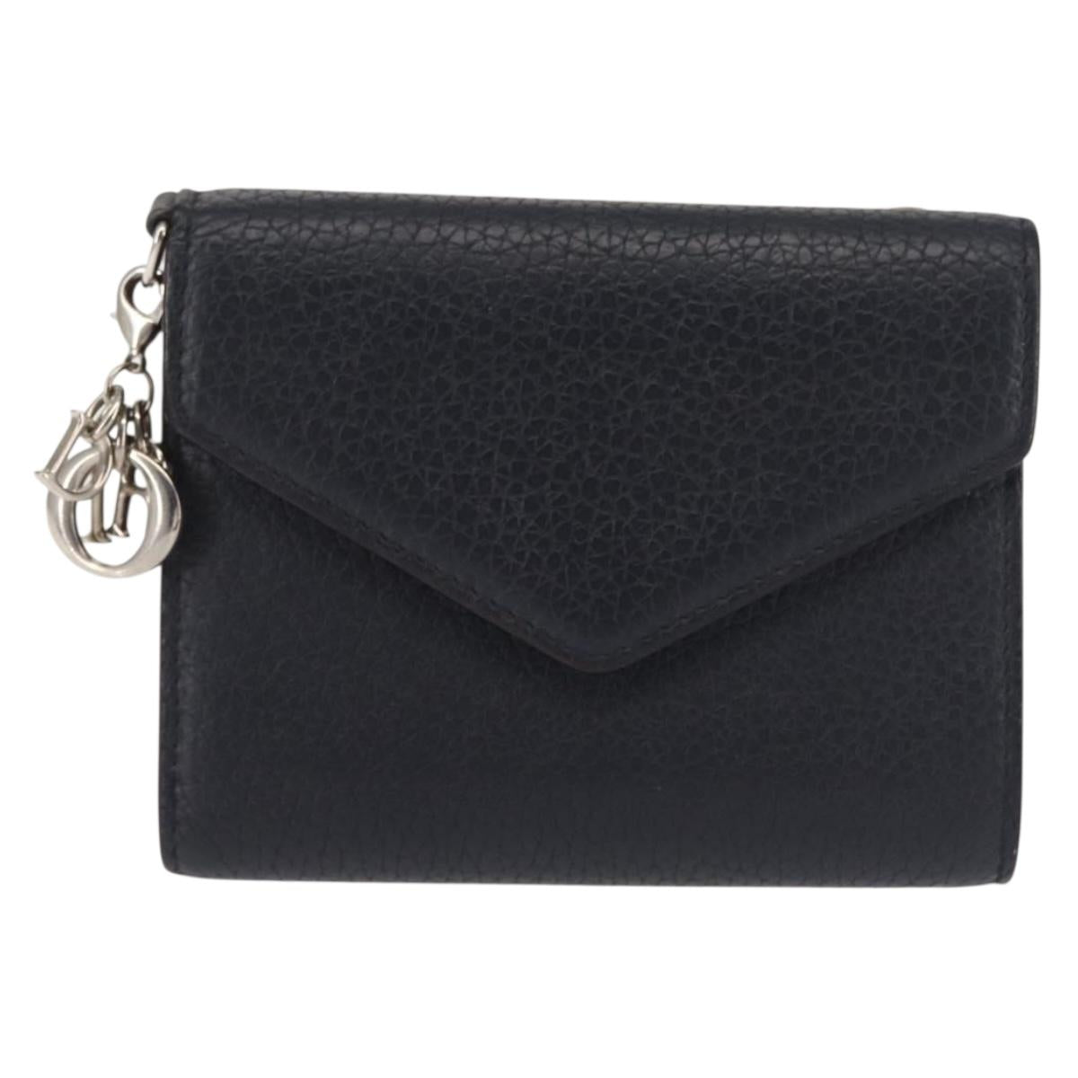 Christian Dior Bifold Wallet Leather Navy Auth am9127
