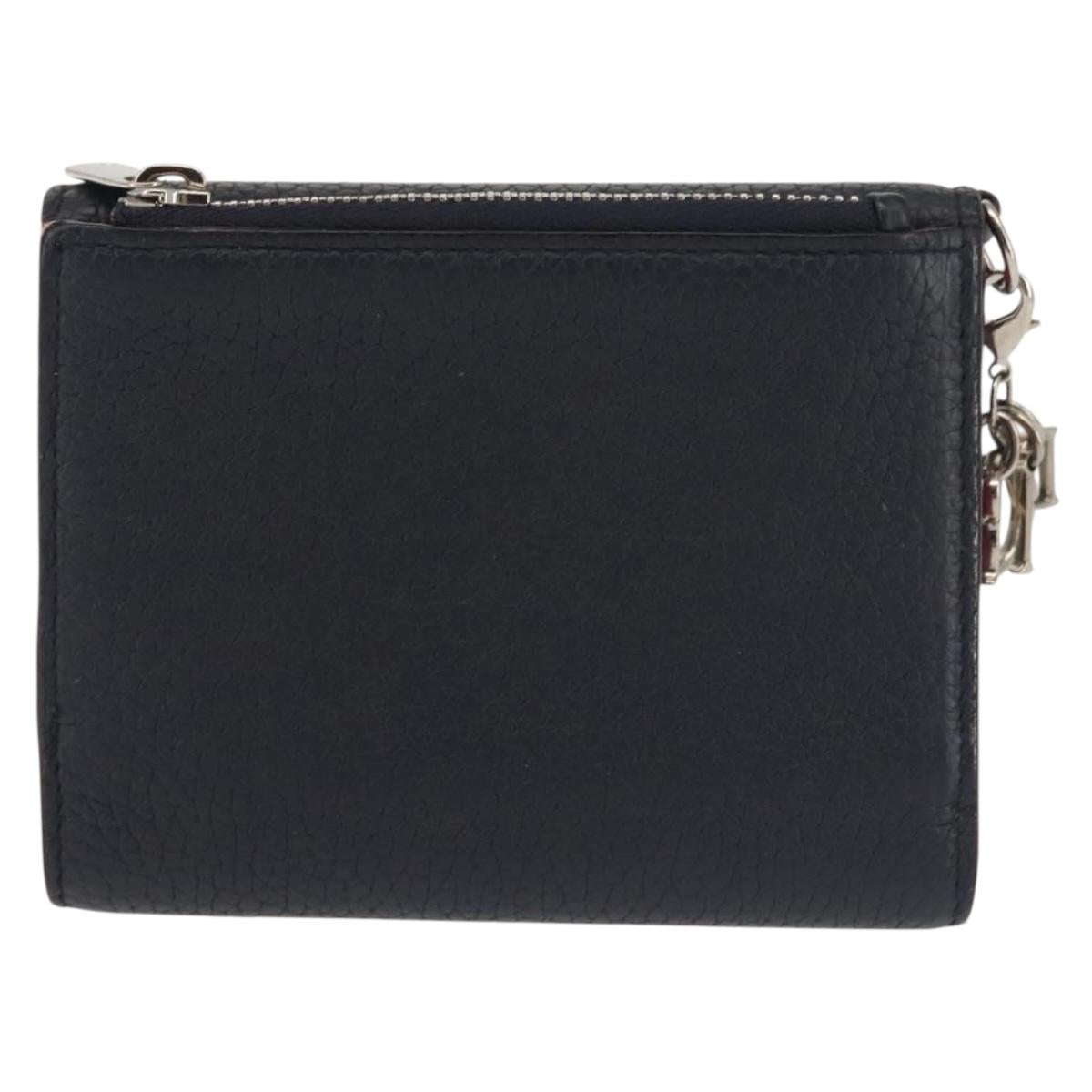Christian Dior Bifold Wallet Leather Navy Auth am9127