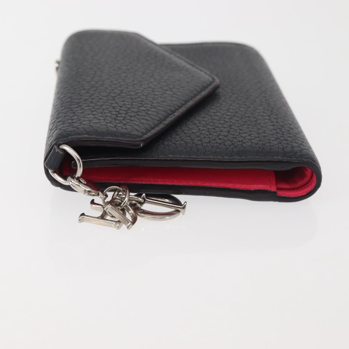 Christian Dior Bifold Wallet Leather Navy Auth am9127