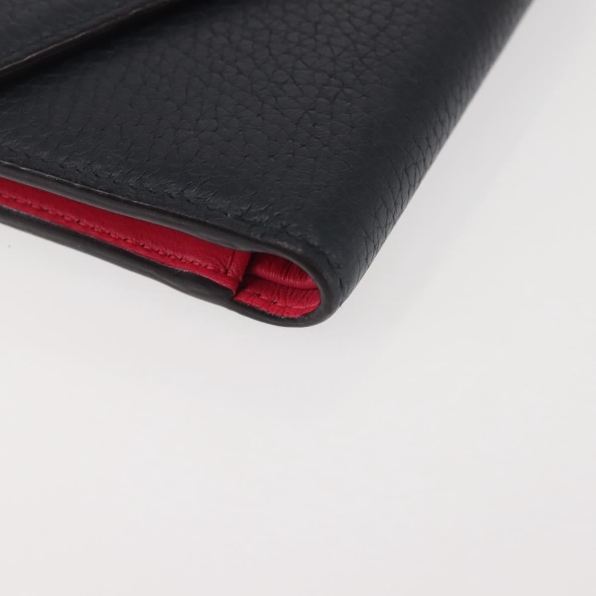 Christian Dior Bifold Wallet Leather Navy Auth am9127