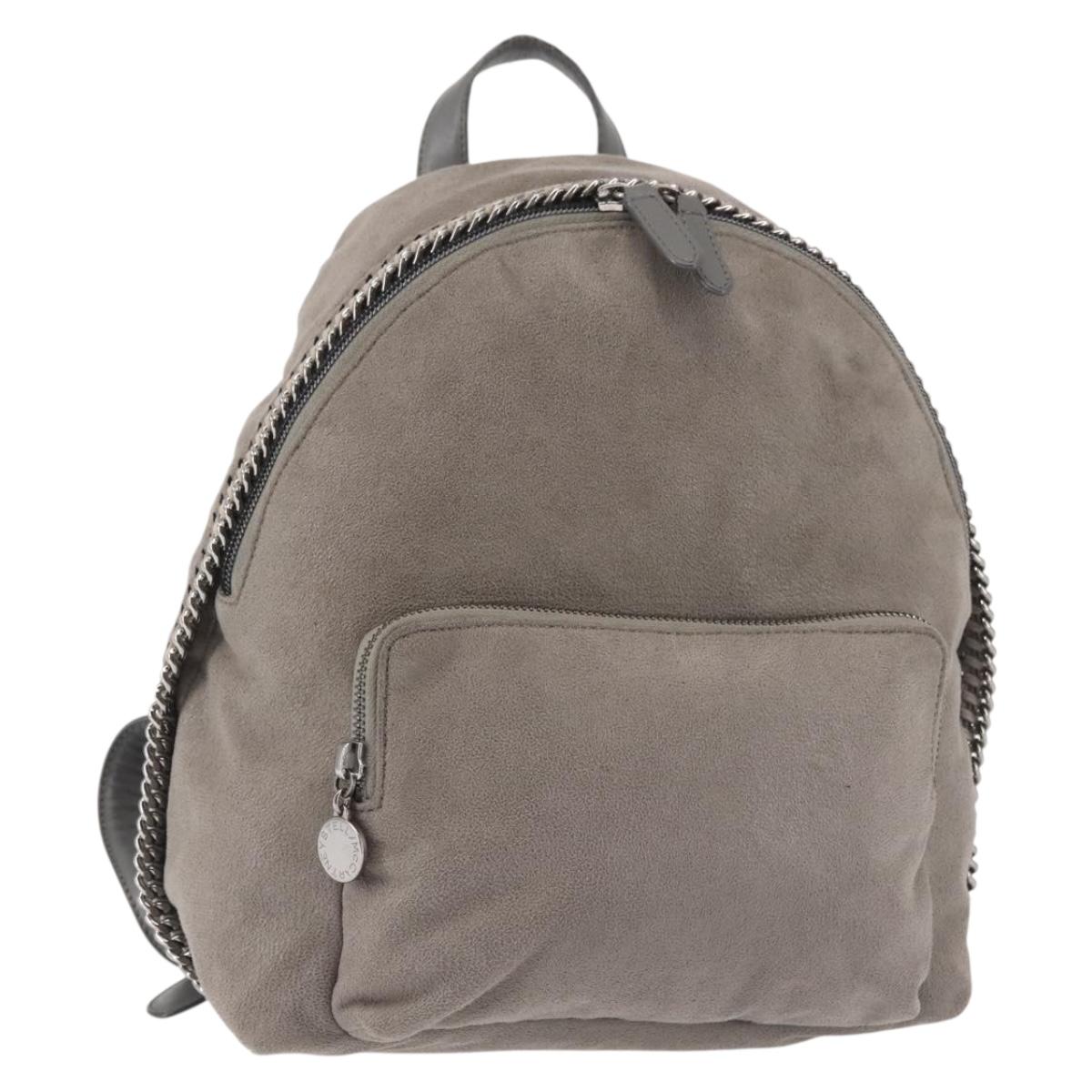 Stella MacCartney Falabella Chain Backpack Suede Gray Silver 410905 Auth am9135