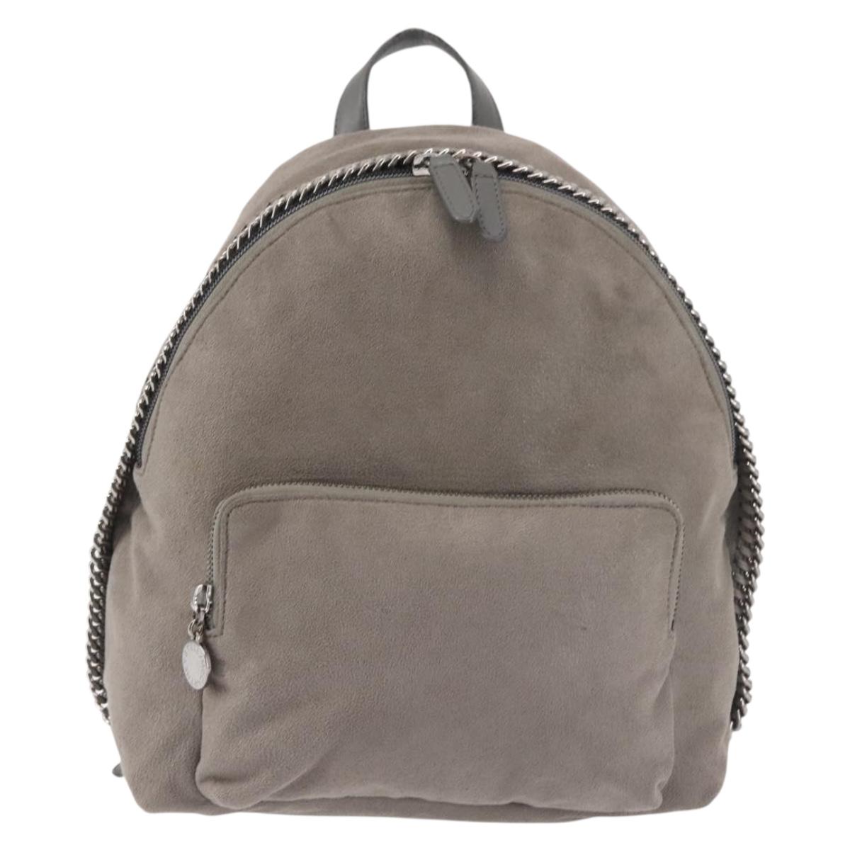 Stella MacCartney Falabella Chain Backpack Suede Gray Silver 410905 Auth am9135