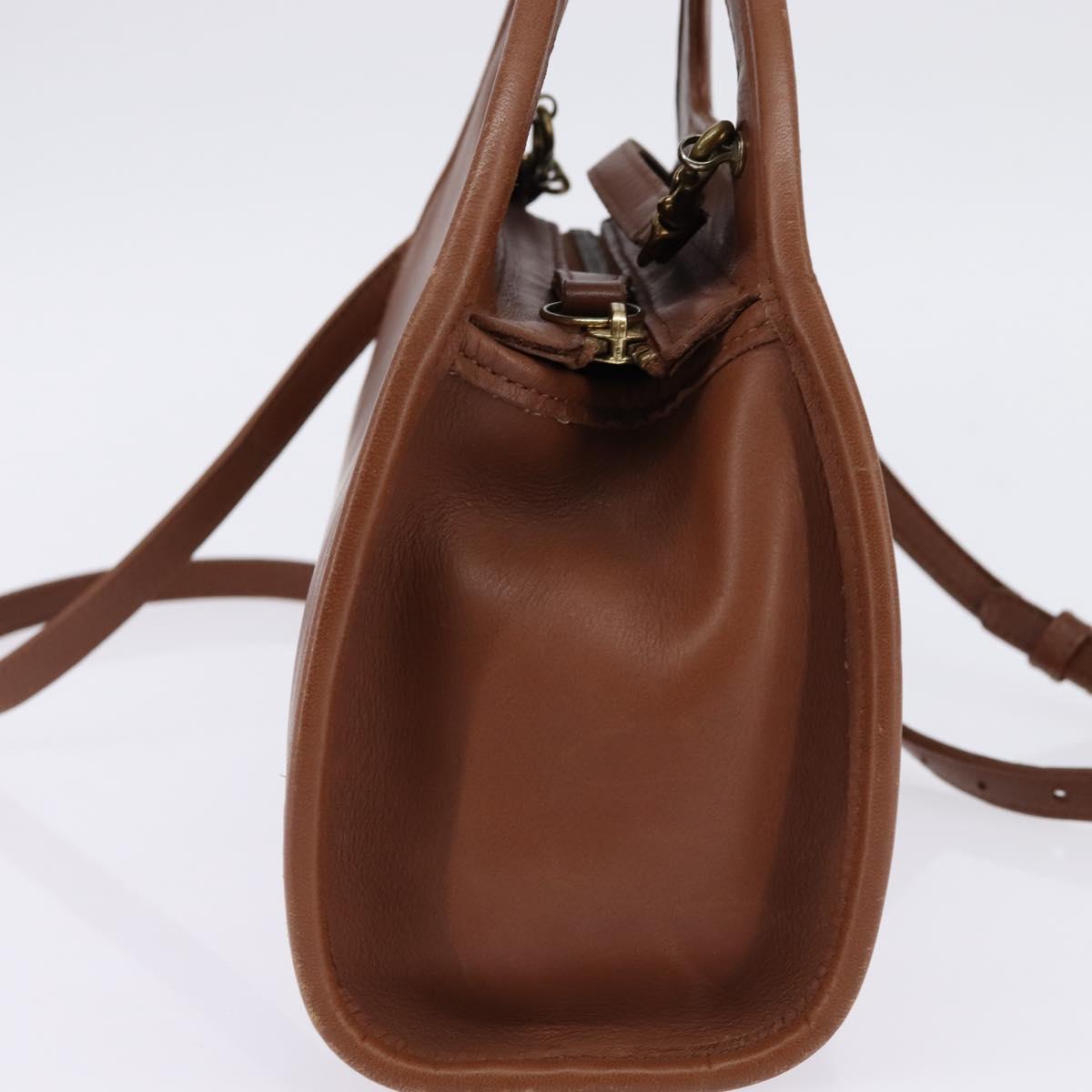 Coach Hand Bag Leather 2way Brown Auth am9143