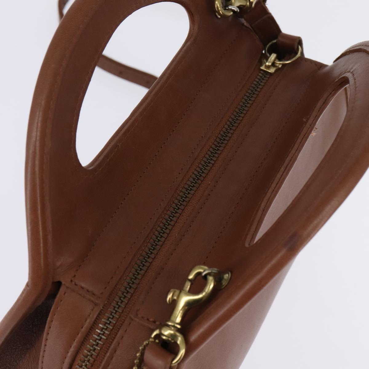 Coach Hand Bag Leather 2way Brown Auth am9143