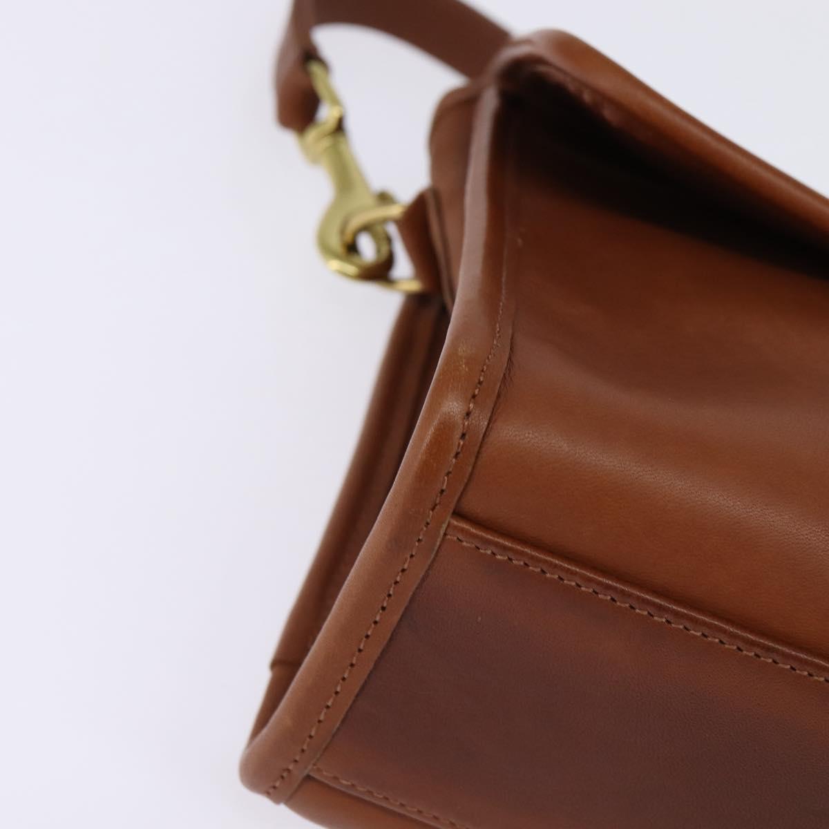 Coach Hand Bag Leather 2way Brown Gold Auth am9144