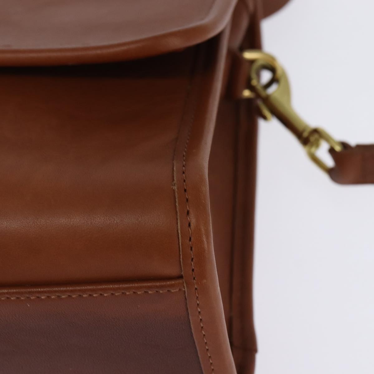 Coach Hand Bag Leather 2way Brown Gold Auth am9144