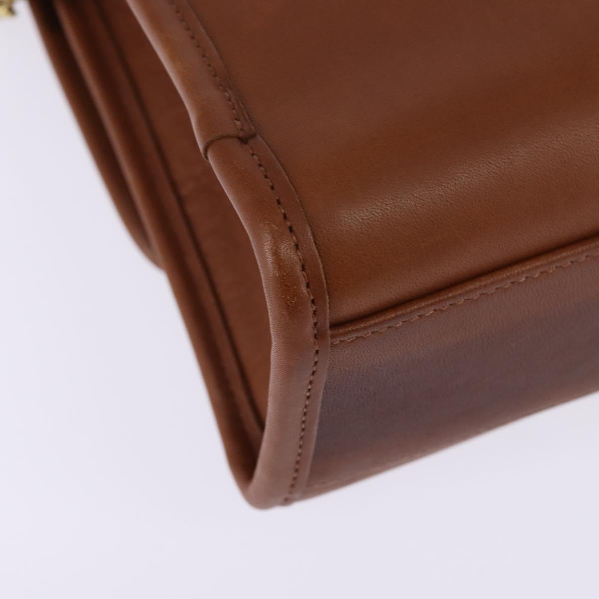 Coach Hand Bag Leather 2way Brown Gold Auth am9144