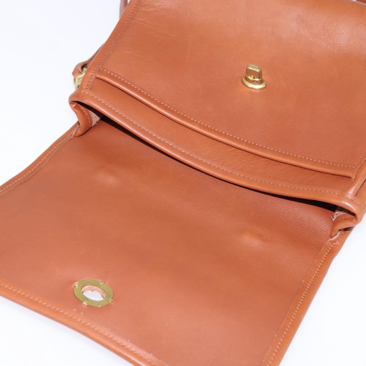 Coach Hand Bag Leather 2way Brown Gold Auth am9144