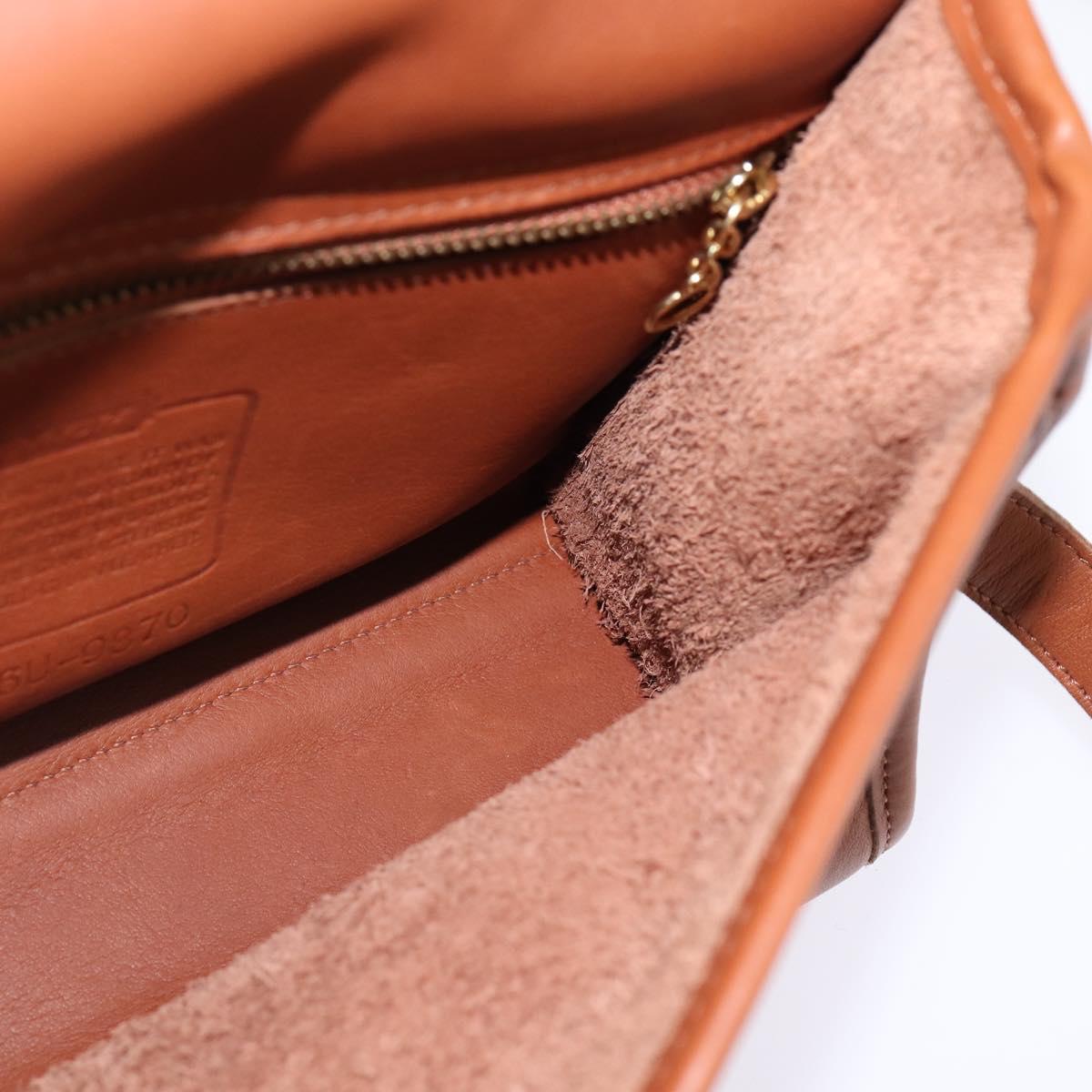 Coach Hand Bag Leather 2way Brown Gold Auth am9144