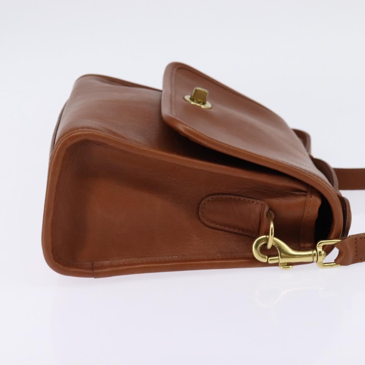 Coach Hand Bag Leather 2way Brown Gold Auth am9144